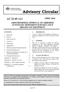 Advisory Circular APRIL 2014 AC[removed]v2.1  AIRWORTHINESS APPROVAL OF AIRBORNE