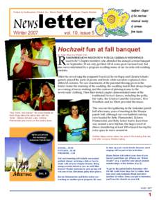 Printed by Northwestern Printers, Inc., Marvin Rack, Owner / Sunflower Chapter Member  Newsletter Wintervol. 10, issue 5