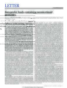 LETTER  doi:nature14414 Bees prefer foods containing neonicotinoid pesticides
