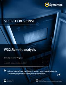 SECURITY RESPONSE  W32.Ramnit analysis Symantec Security Response Version 1.0 – February 24, 2015, 12:00 GMT