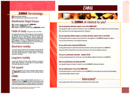 EMMA EMMA Terminology APU: Asian Partner University EPU : European Partner University (see reverse side)