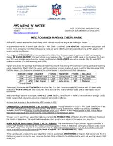 NFC NEWS ‘N’ NOTES FOR USE AS DESIRED[removed]http://twitter.com/nflfootballinfo  FOR ADDITIONAL INFORMATION,