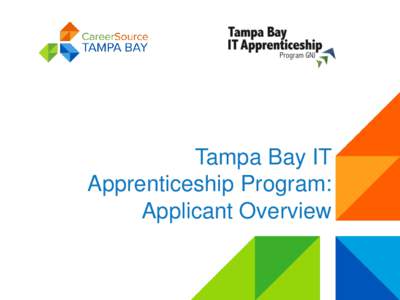 Tampa Bay IT Apprenticeship Program: Applicant Overview Tampa Bay IT Apprenticeship Program Overview