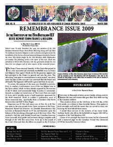 ISSUE NO. 19	  THE NEWSLETTER OF THE 48TH HIGHLANDERS OF CANADA REGIMENTAL FAMILY REMEMBRANCE ISSUE 2009