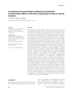 An approach for post-market monitoring of potential environmental effects of Bt-maize expressing Cry1Ab on natural enemies