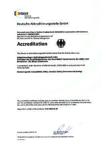 Deutsche Akkreditierungsstelle GmbH Annex to the Accreditation Certificate D-PLaccording to DIN EN ISO/IEC 17025:2005 Period of validity: toDate of issue: 