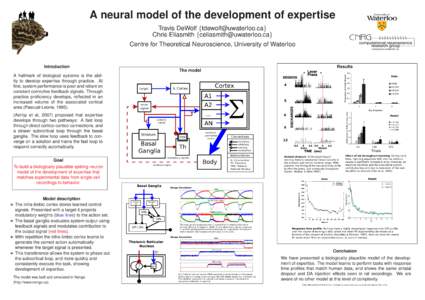 A neural model of the development of expertise Travis DeWolf {[removed]} Chris Eliasmith {[removed]} Centre for Theoretical Neuroscience, University of Waterloo  Introduction