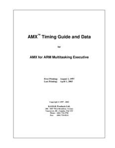 AMX™ Timing Guide and Data for AMX for ARM Multitasking Executive  First Printing:
