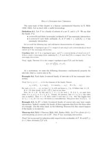 Helly’s Intersection Theorem The main topic of this chapter is a famous combinatorial theorem by E. Helly (1884–Let us start with a useful terminology. Definition 0.1. Let F be a family of subsets of a set X, 