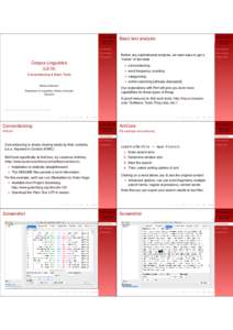 Corpus Linguistics Concordancing & Basic Tools Basic text analysis