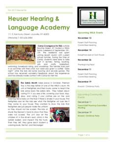 Fall 2013 Newsletter  Heuser Hearing & Language Academy 111 E. Kentucky Street, Louisville, KY[removed]Website] T: [removed]