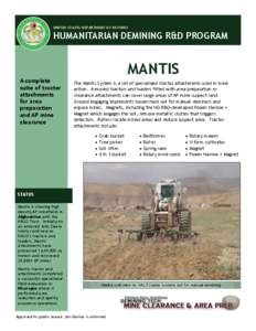 UNITED STATES DEPARTMENT OF DEFENSE  HUMANITARIAN DEMINING R&D PROGRAM MANTIS A complete