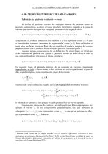EL ÁLGEBRA GEOMÉTRICA DEL ESPACIO Y TIEMPOEL PRODUCTO EXTERIOR Y SUS APLICACIONES Definición de producto exterior de vectores