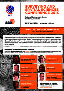 SURVEYING AND SPATIAL SCIENCES CONFERENCE 2013 National Convention Centre Canberra, Australia 15–19 April 2013 | www.sssc2013.org