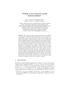 Finding vertex-surjective graph homomorphisms? Petr A. Golovach1 , Bernard Lidick´ y2 , 1 Barnaby Martin , and Dani¨el Paulusma1