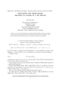 Group theory / Combinatorics / Integer sequences / Index of a subgroup / Normal subgroup / Factorial / Conjectures / Herzog–Schönheim conjecture / Burnside ring / Abstract algebra / Mathematics / Algebra
