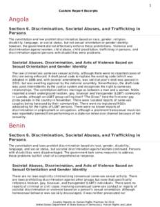 1 Custom Report Excerpts Angola Section 6. Discrimination, Societal Abuses, and Trafficking in Persons