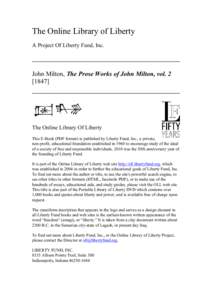 The Online Library of Liberty A Project Of Liberty Fund, Inc. John Milton, The Prose Works of John Milton, vol[removed]]