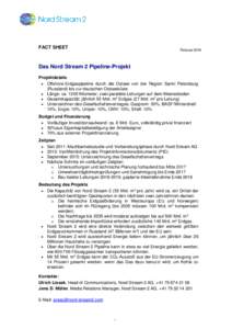 FACT SHEET  Februar 2016 Das Nord Stream 2 Pipeline-Projekt Projektdetails