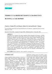 ©Journal of Sports Science and Medicine, http://www.jssm.org Case report  INDIRECT CALORIMETRY DURING ULTRADISTANCE