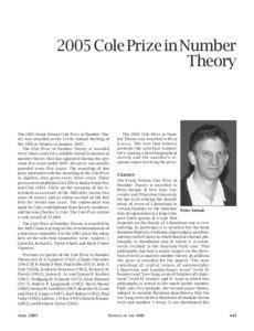 2005 Cole Prize in Number Theory