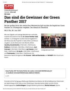 Die Gala: Das sind die Gewinner der Green Panther 2017 « kleinezeitung.at (//www.kleinezeitung.at) Startseite Wirtscha