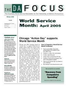 THE  focus DA focus  The Quarterly World Service Newsletter for the Fellowship of Debtors Anonymous