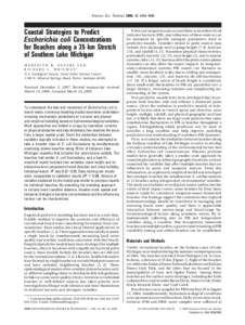 Environ. Sci. Technol. 2008, 42, 4454–4460  Coastal Strategies to Predict Escherichia coli Concentrations for Beaches along a 35 km Stretch of Southern Lake Michigan