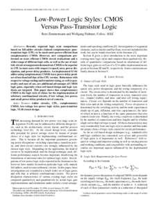 IEEE JOURNAL OF SOLID-STATE CIRCUITS, VOL. 32, NO. 7, JULYLow-Power Logic Styles: CMOS Versus Pass-Transistor Logic