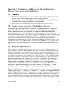 CHAPTER 7. GUIDELINES FOR HANDLING DESERT TORTOISESMOJAVE POPULATION AND THEIR EGGS 7.1. • • •