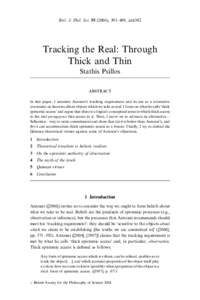 Brit. J. Phil. Sci), 393–409, axh302  Tracking the Real: Through Thick and Thin Stathis Psillos ABSTRACT