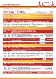 Scientific Program CMD/ CTRL + Click to download the presentations First Day - Friday  16th February, 2018