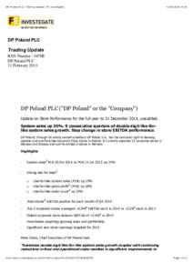 DP Poland PLC | Trading Update | FE InvestEgate:20 DP Poland PLC