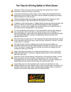 Ten Tips for Driving Safely in Work Zones