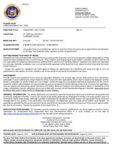 UCS-23 EMPLOYMENT OPPORTUNITY ANNOUNCEMENT STATE OF NEW YORK UNIFIED COURT SYSTEM