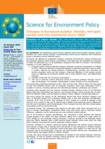 Changes in European sulphur dioxide, nitrogen oxides and CO2 emissions sinceOctober 2014 Issue 390 Subscribe to free weekly News Alert