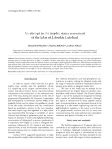 Limnological An Review): attempt to the239-246 trophic status assessment of the lakes of Lubuskie Lakeland