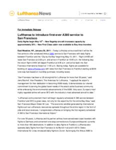 110126_Lufthansa to introduce first-ever A380 service to San Francisco