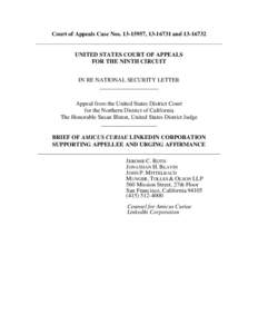 Computer law / World Wide Web / Social information processing / LinkedIn / Web 2.0 / National security letter / Internet privacy / Amicus curiae / Stored Communications Act / Legal documents / Law / Privacy law