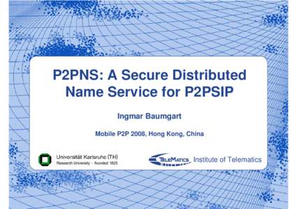 P2PNS: A Secure Distributed Name Service for P2PSIP