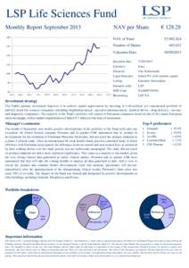 LSP Life Sciences Fund Monthly Report September 2013 € NAV per Share