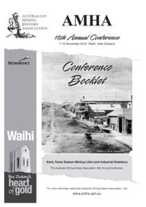 18th Annual Conference 7-10 NovemberWaihi, New Zealand Conference Booklet