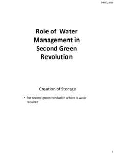 Role of Water Management in Second Green Revolution
