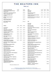 THE BOATERS INN Wine list SPARKLING & CHAMPAGNE Cava Brut Nature, Dominio Tharsys Requena, Spain