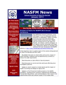 NASFM News National Association of State Fire Marshals JanuaryIn This Issue