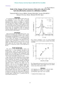 Photon Factory Activity Report 2008 #26 Part BChemistry 9C, NW10A/2006G331  Study of the changes of local structure of the active sites of Co-Mo