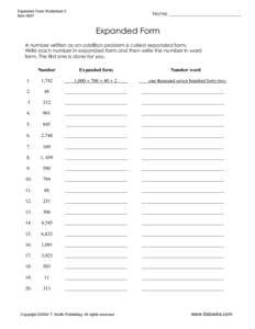 Expanded Form Worksheet 2