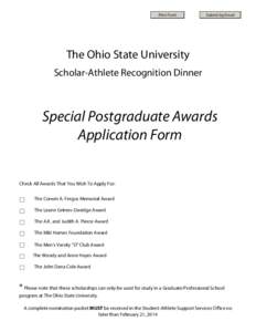 Print Form  Submit by Email The Ohio State University Scholar-Athlete Recognition Dinner