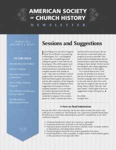 american society of church history n march 2013 Volume 8   •   Issue 1