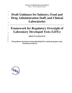 Draft Guidance for Industry, Food and Drug Administration Staff, and Clinical Laboratories